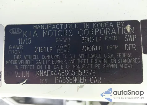 2016 Kia Forte Ex из США, поврежденный, VIN KNAFX4A88G5553376